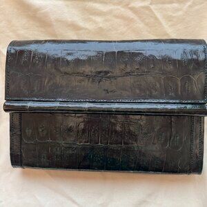 Green Messina Crocodile Clutch